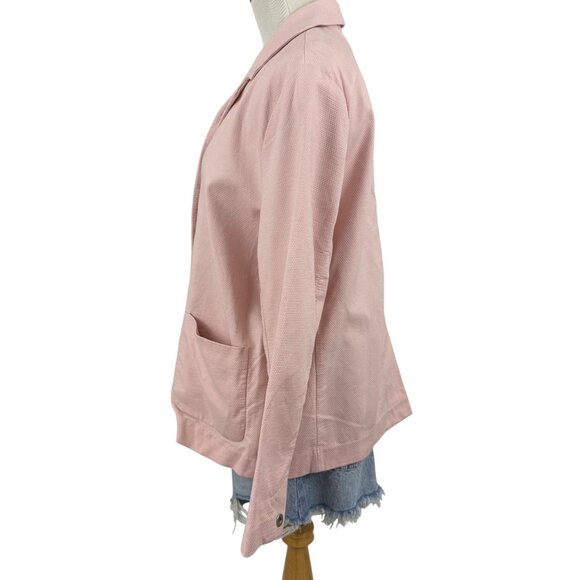 Eileen‎ Fisher Jacket Women's Large Pockets Snap Front Textured Blazer Pink - Picture 5 of 14